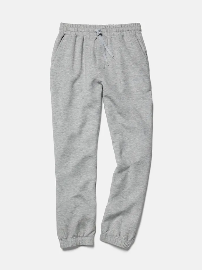 Style reference: grey drawstring sweatpants laid flat